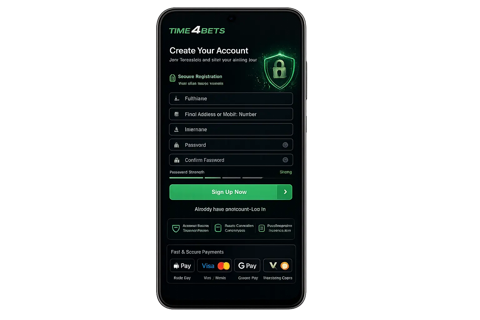 Time4Bets mobile app on iPhone